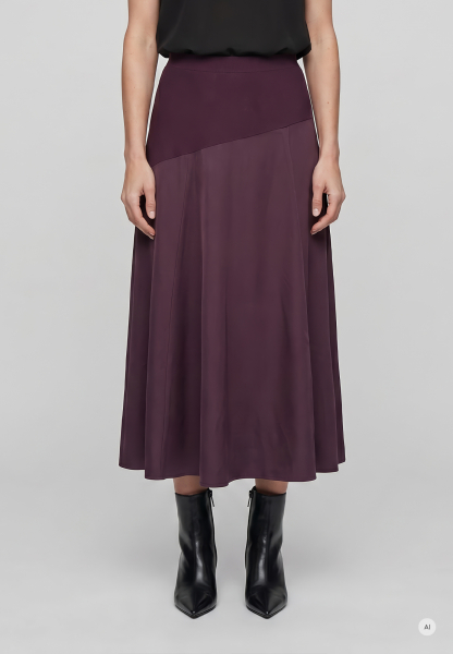 Midi skirt with jersey patchwork