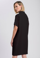 Dress with ribbed stand-up collar