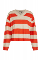 V-neck sweater with block stripes