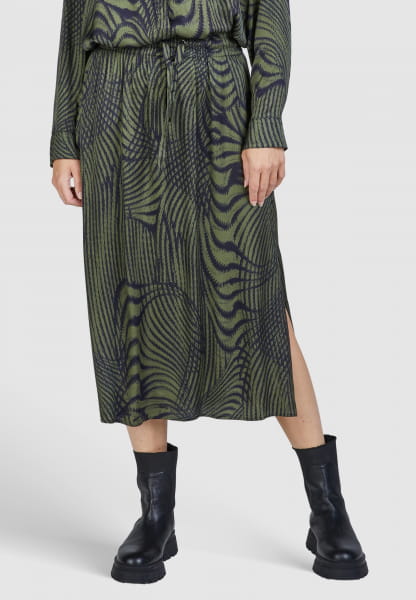 Midi skirt with abstract line print