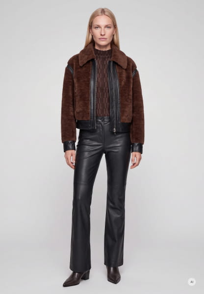 Faux Fur Jacke im Biker Style