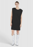 Jersey dress with shoulder pads