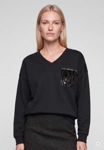 Sweater with decorative pocket