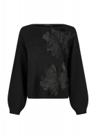 Sweater with floral applications