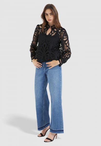 Wide leg Jeans with detachable drawstring