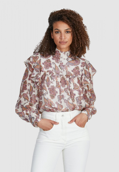 Blouse with ruffle sleeves