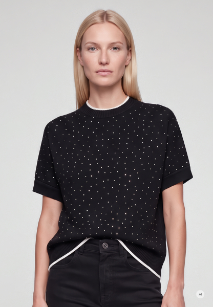 Sweater with rhinestones