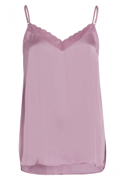 Satin top with lace edge