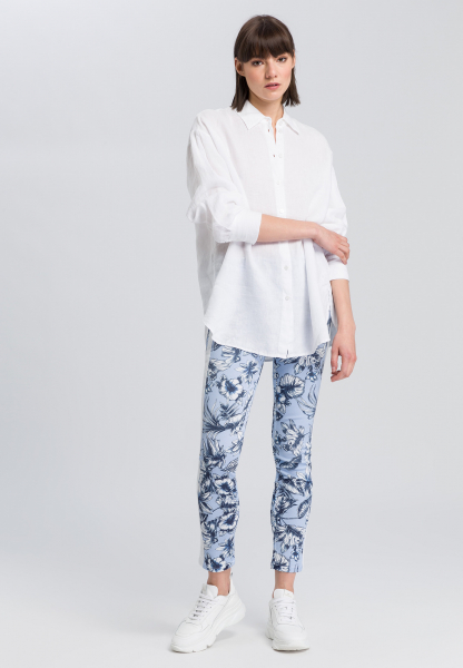 Jeans mit floralem Print und Seitenstreifen