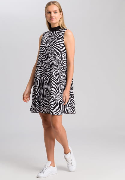 Pleated dress with zebra print