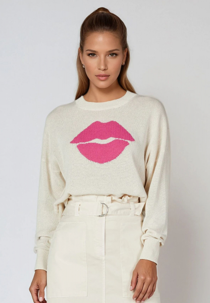 Sweater with kiss motif