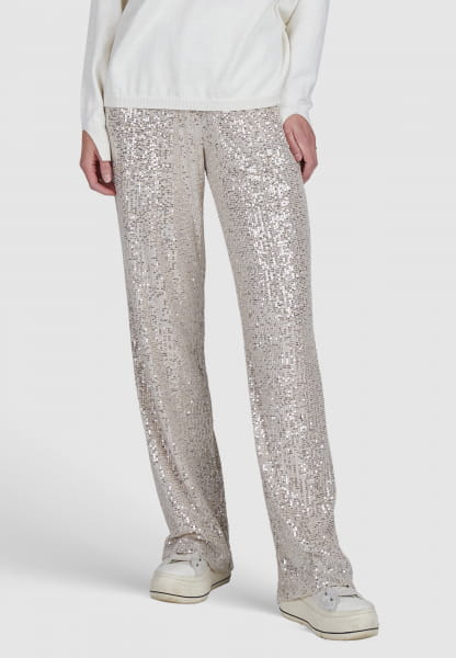 Sequin trousers with elasticated waistband