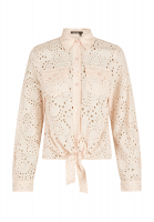 Wrap blouse in perforated embroidery