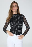 Mesh shirt with polka dot print