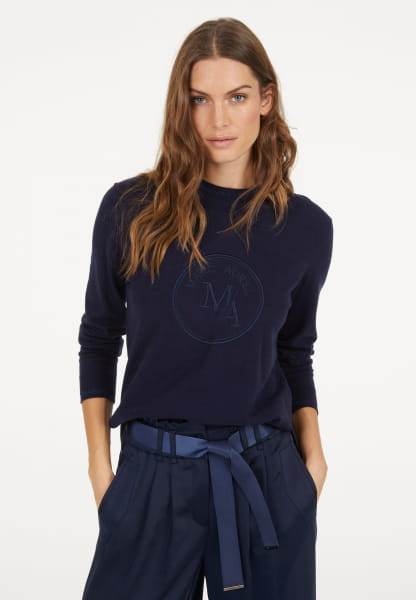 Crew Neck Sweater with Logo Embroidery
