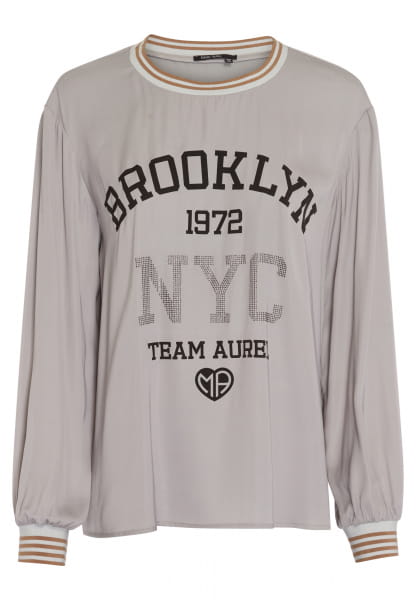 Satin-Top mit College-Print