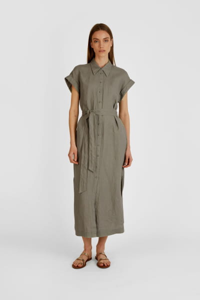 Shirt blouse dress from sustainable linen