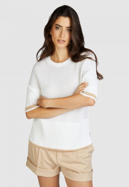 Round neck sweater with ribbed mix