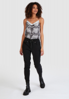 Top in reptile print and lace edge