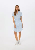 Shirt dress with woven stripes