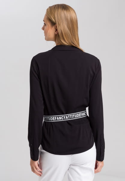 Wrap blouse with writing belt