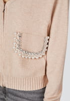 Strickjacke mit Perlen-Applikation