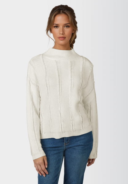 Rippen-Pullover mit Fransen