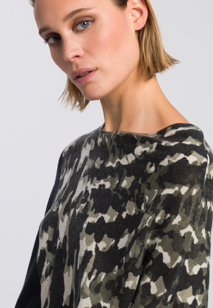 Poncho jumper with abstract camouflage print