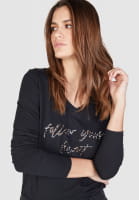 Langarmshirt mit FOLLOW YOUR HEART Print