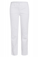 Cropped jeans made from lightweight white denim with destroyed elements