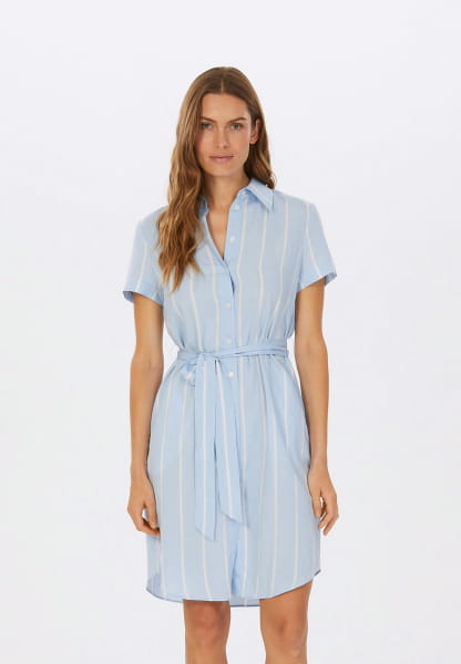 Shirt dress with woven stripes