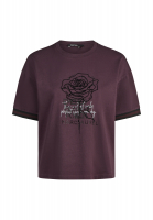 Cotton shirt with velvet rose appliqués