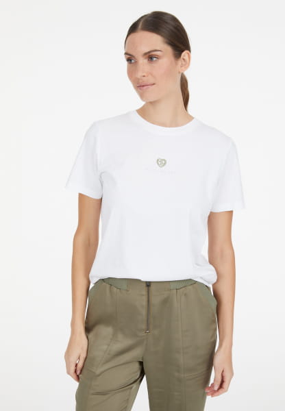 T-Shirt mit Stickerei und Strass-Logo