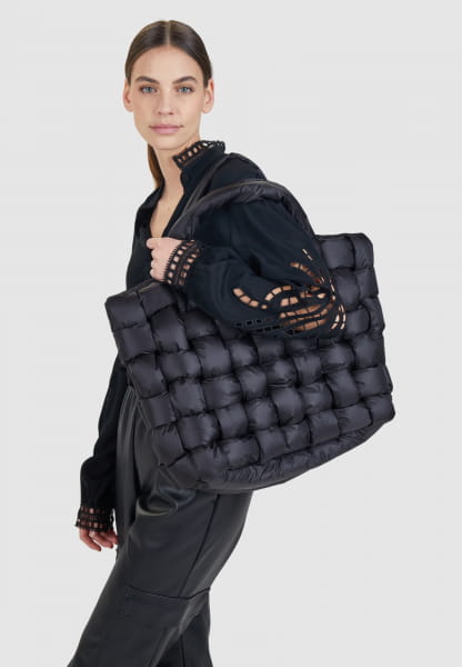 Puffer bag in a braided look, medium