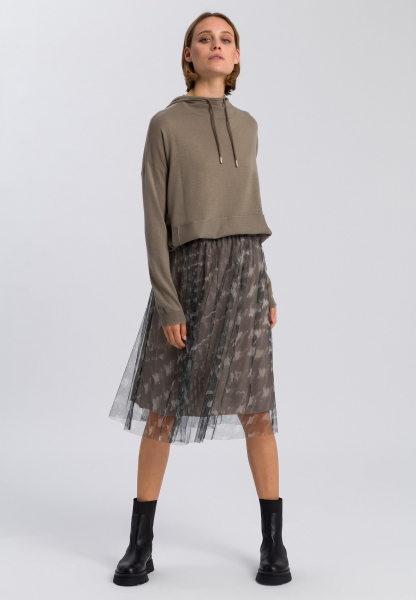Tulle skirt with abstract camouflage print