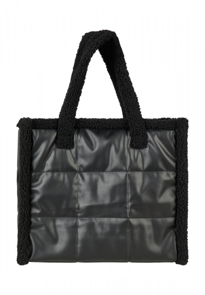 Wattierte Kunstleder-Tasche mit Pelz-Details