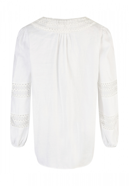 Linen blouse with lace trim
