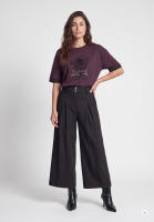 Cotton shirt with velvet rose appliqués