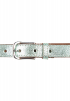 Leather belt with metallic coating