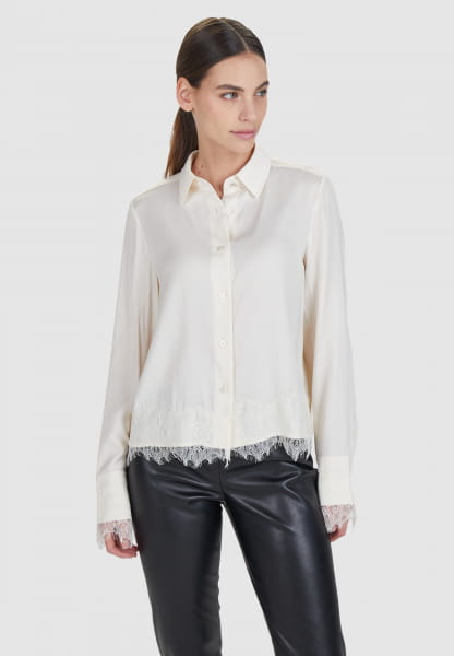 Satin blouse with lace appliqué