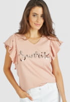 T-Shirt mit Paillettenapplikation