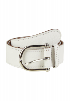 Leather belt with silver buckle