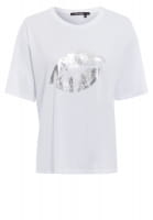 T-shirt with kissing mouth print in metallic look