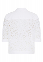 Lace blouse with poplin trim