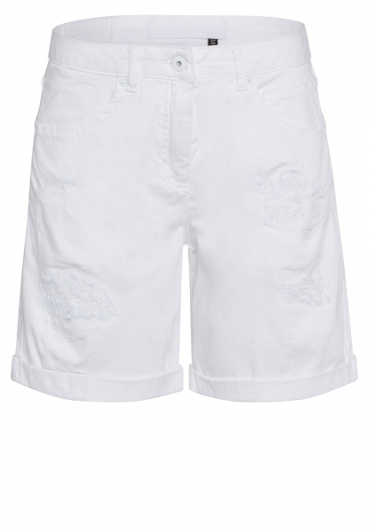 Shorts aus leichtem White Denim mit Destroys