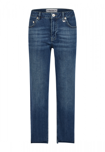 Cropped jeans in dark blue denim