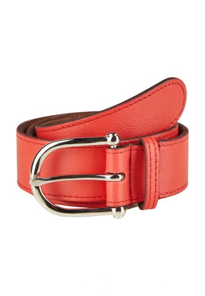 Leather belt with silver buckle