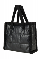 Wattierte Kunstleder-Tasche mit Pelz-Details