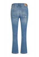 Cropped flared trousers made of blue denim