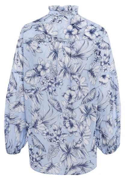Blouse with Stand-Up Collar with floral print